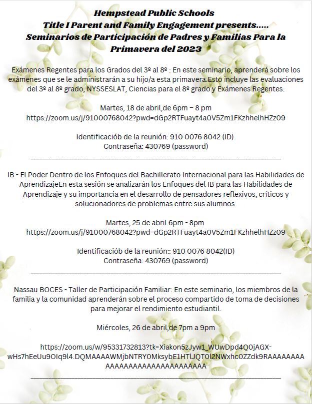  Parent Workshops