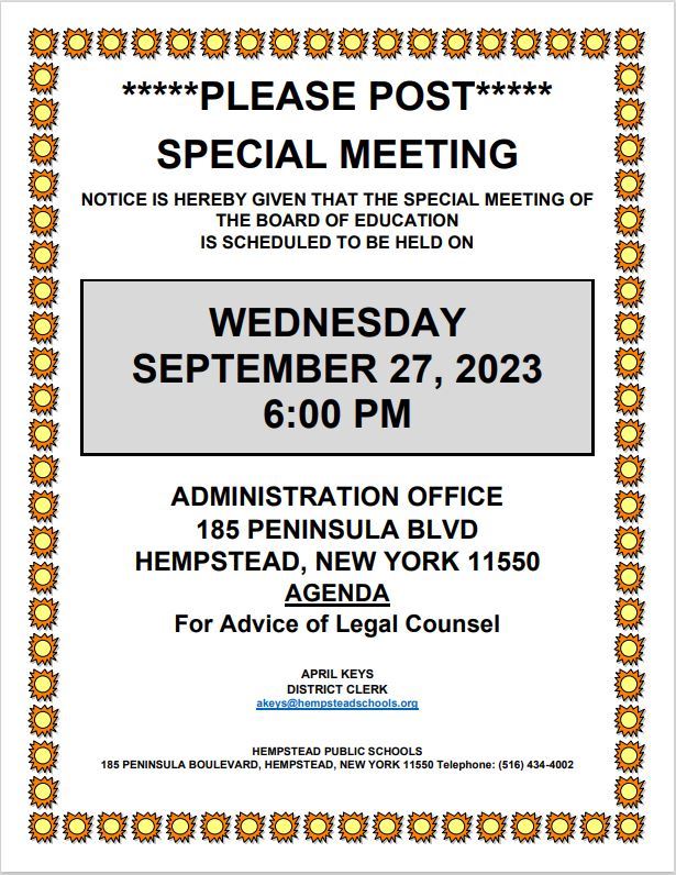  Board of Education - Special Meeting