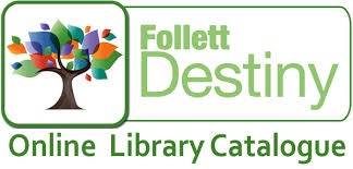 Colorful tree with the words Follett Destiny Online Library Catalog 