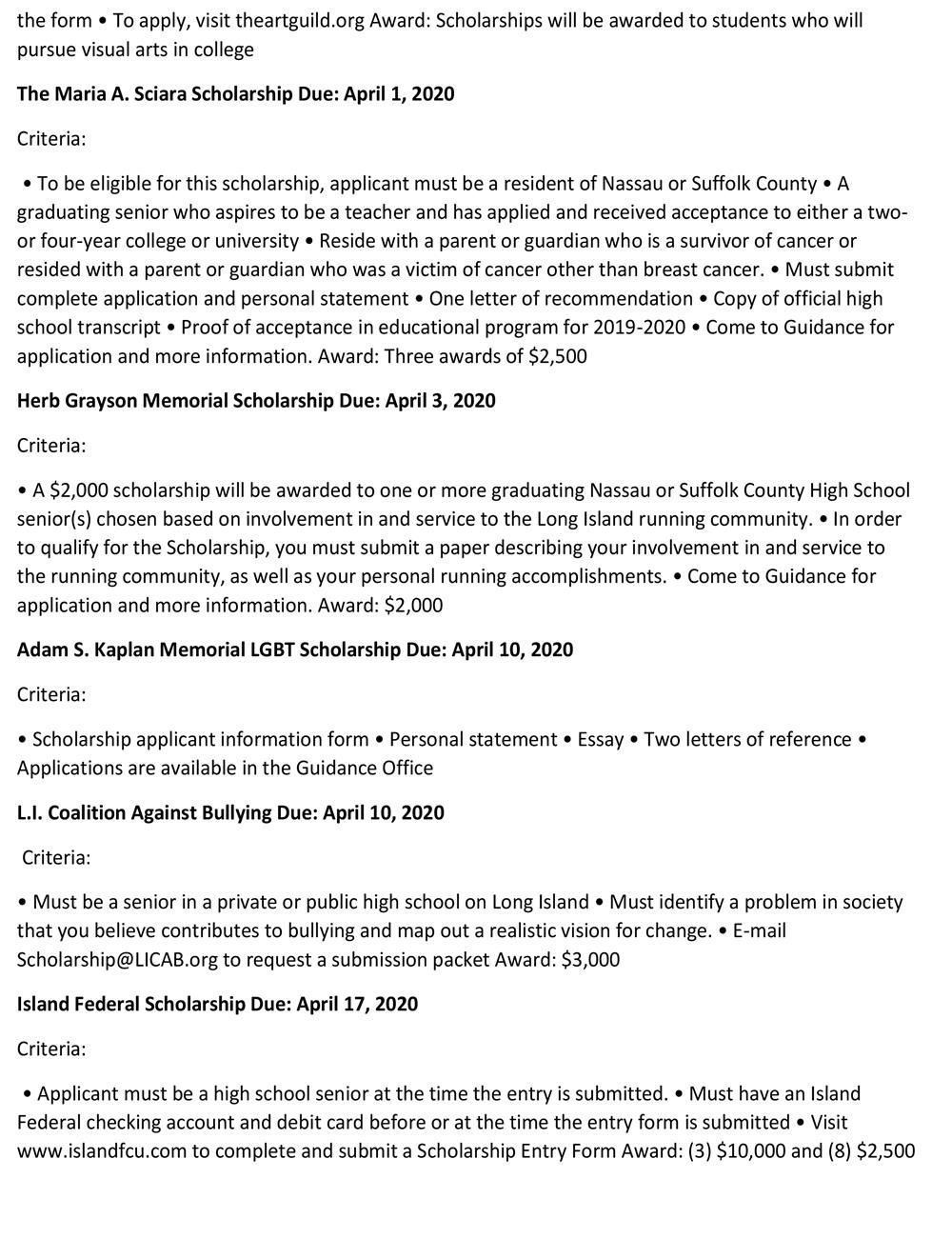 Scholarships Available 