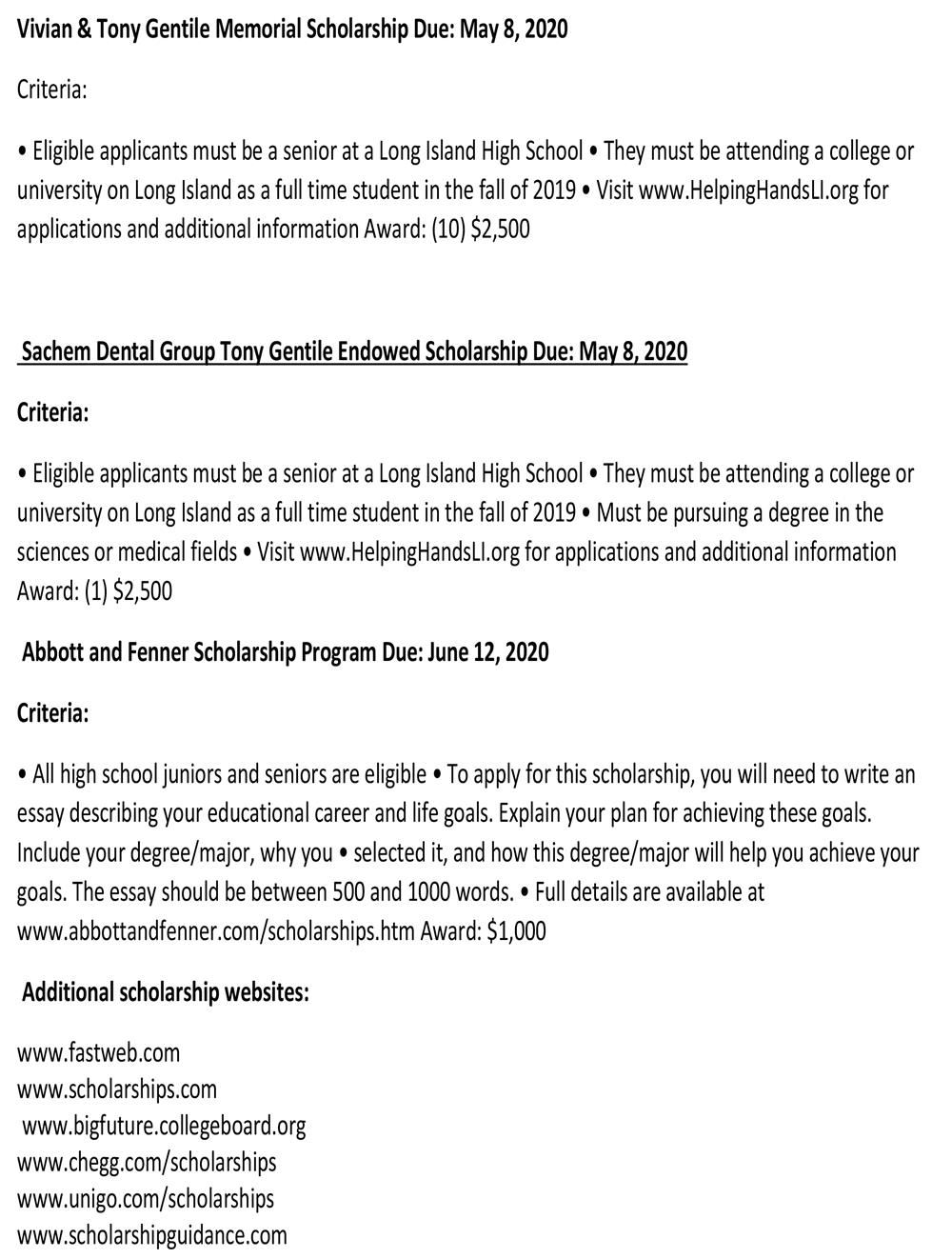 Scholarships Available 
