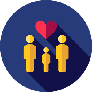 Circle with figures and a heart 